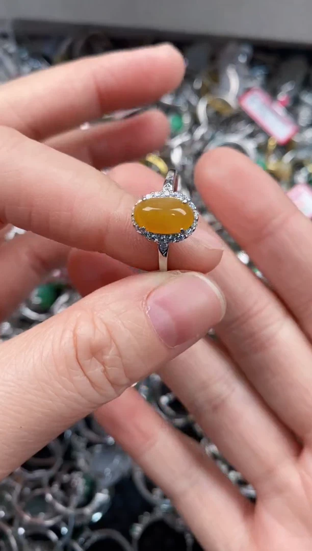 银S925镶嵌戒指翡翠444              2