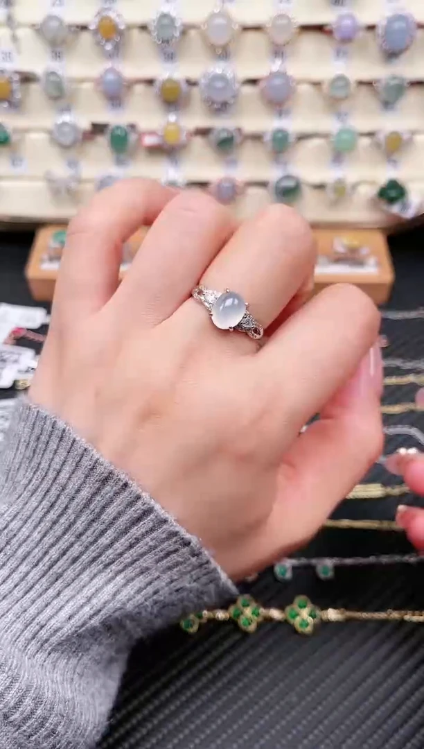 【闪购商品】翡翠戒指银S925镶嵌戒指007