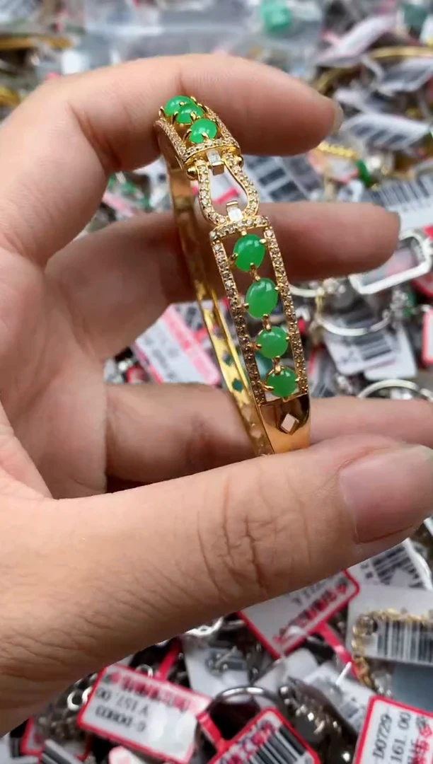 银S925镶嵌戒指翡翠天然A货缅甸翡翠