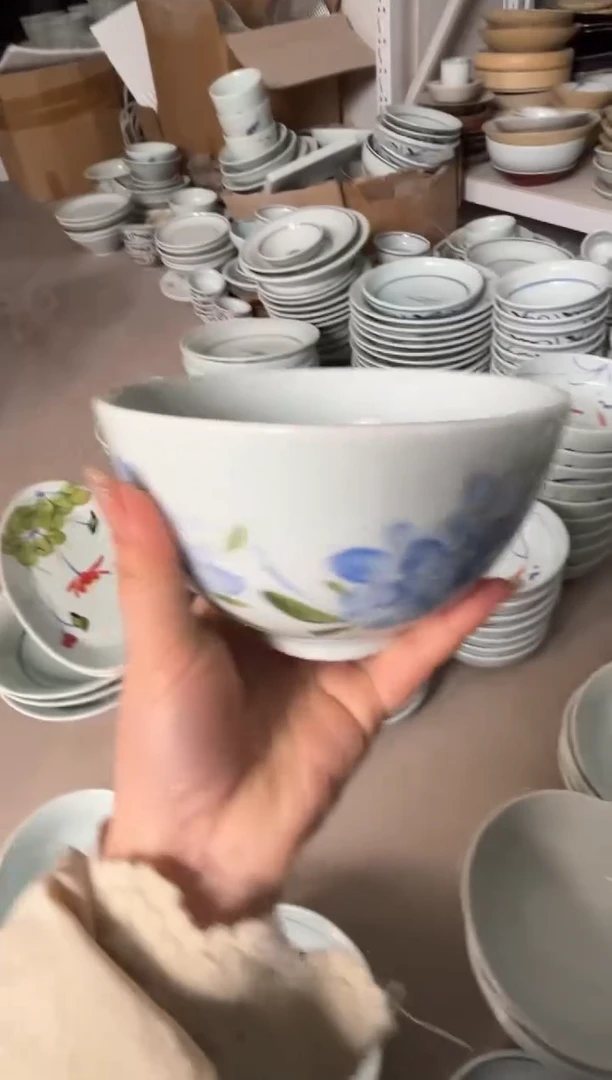 明舟微瑕手绘6寸小足面碗（单只装随机图案）