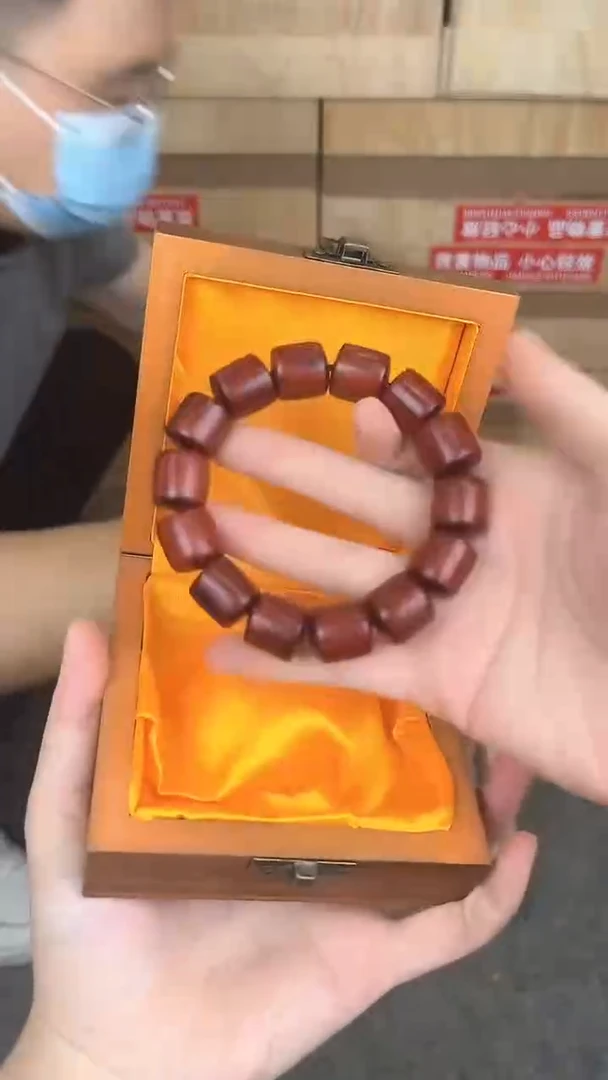 品茗文玩阁血檀桶珠链接@@YS975
