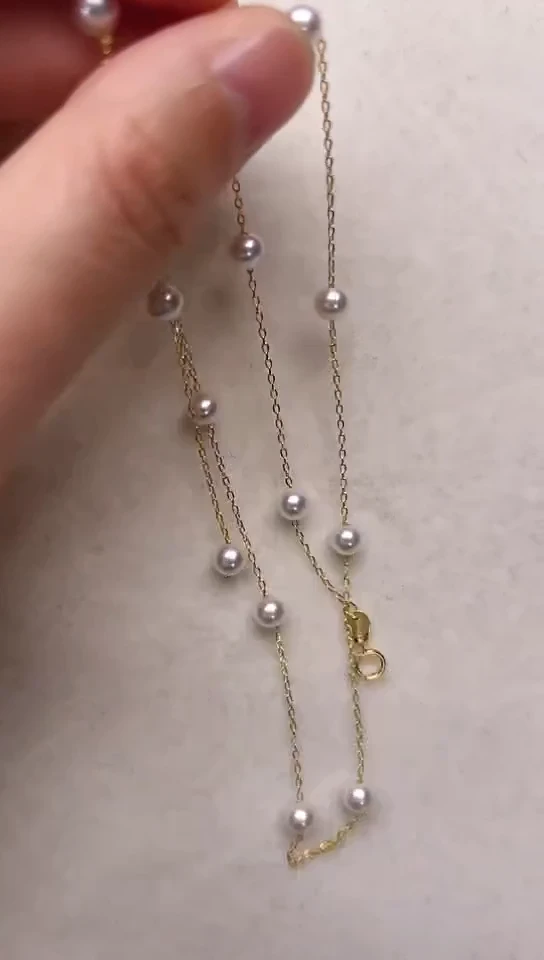 【闪购商品】淡水珍珠颈饰银S925镶嵌金色满天星