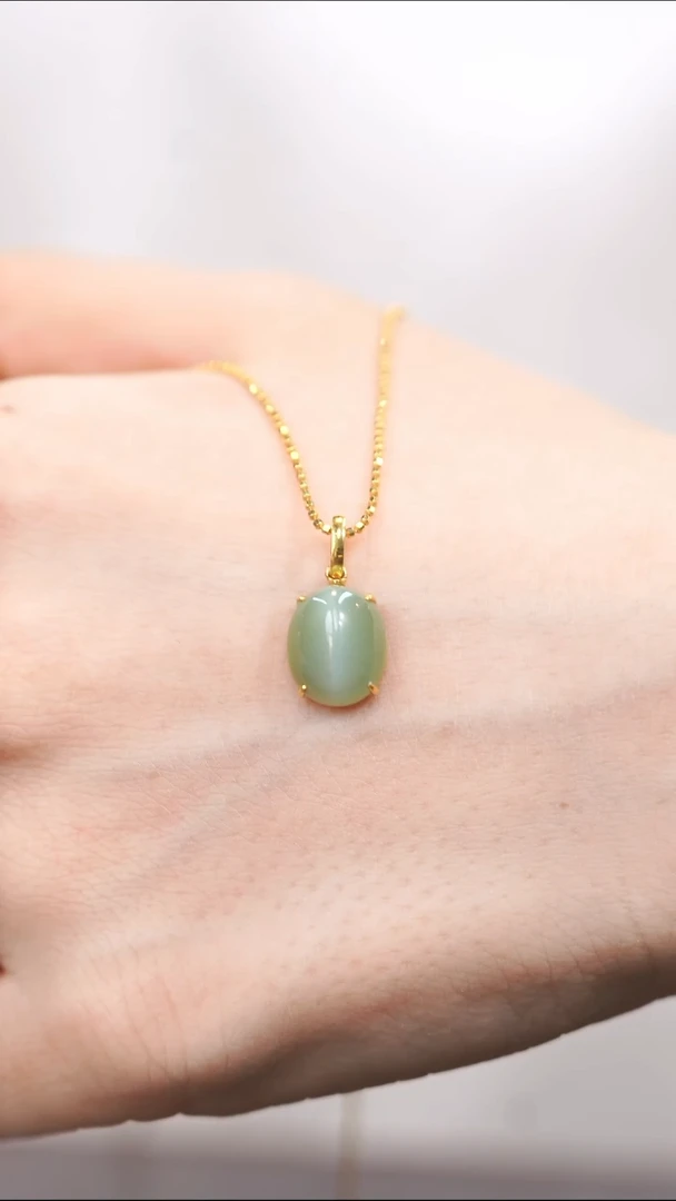 和田玉18K金镶嵌吊坠(不含链)LM09 不含链