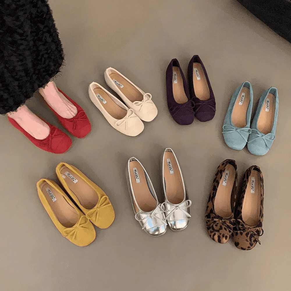 法式复古软底单鞋银色女鞋子夏季瓢鞋晚风蝴蝶结底鞋红色奶奶鞋