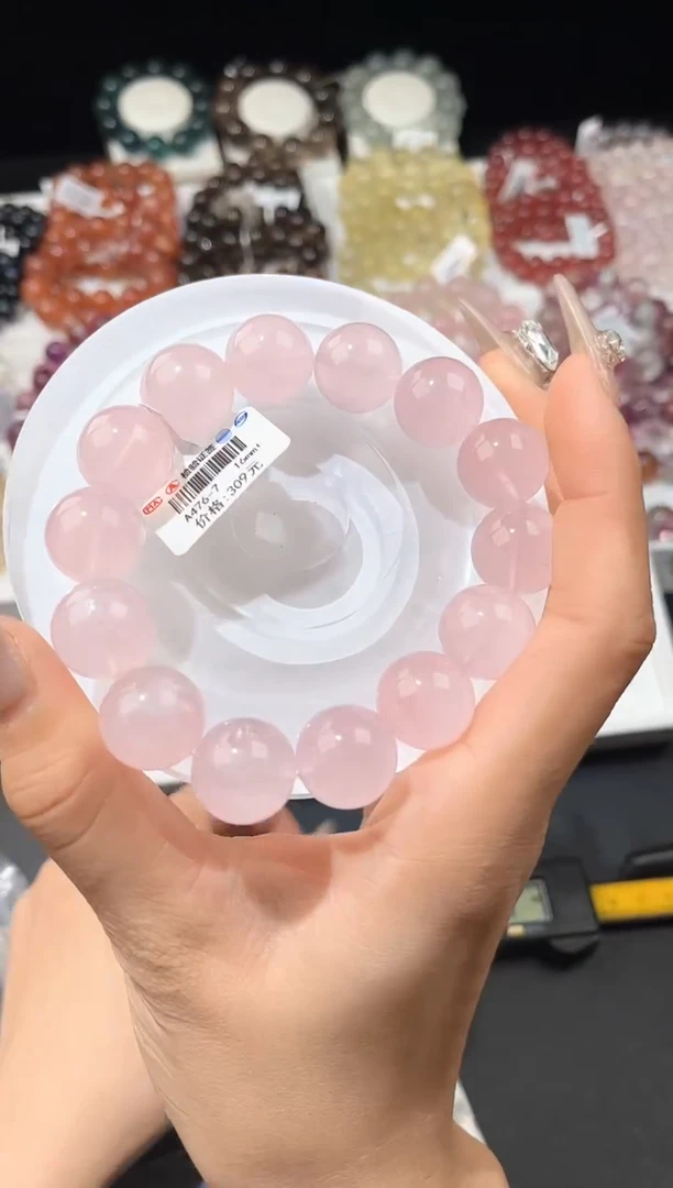 【闪购商品】水晶手链未镶嵌多样性发一粉晶16mm