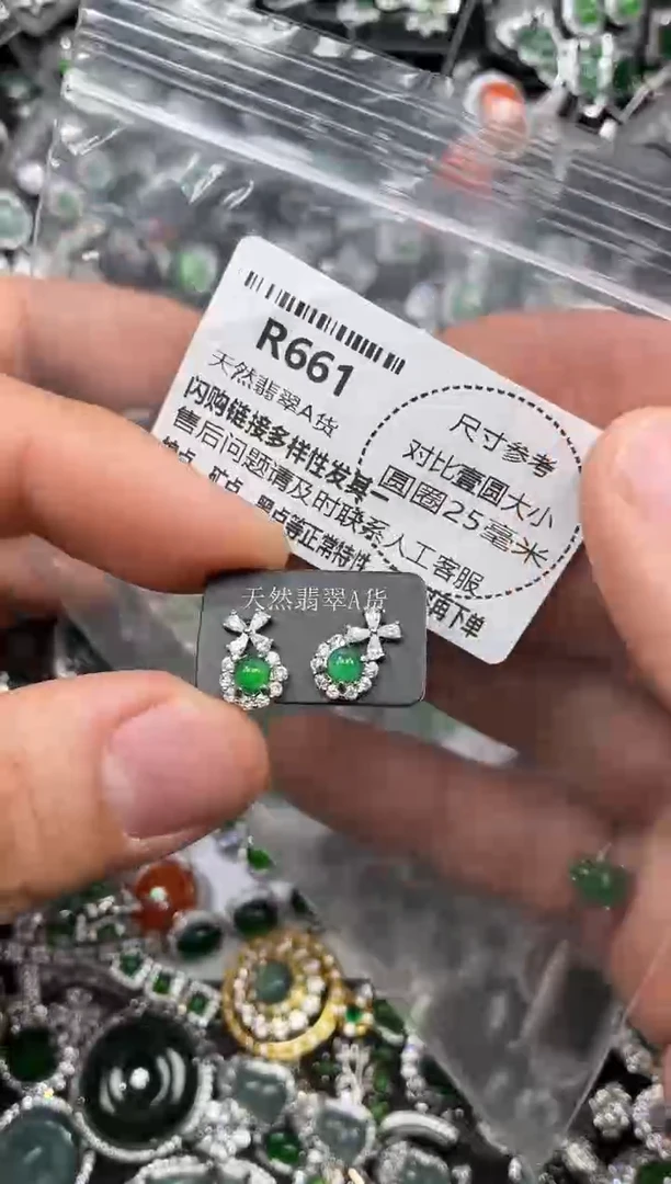 颈饰未镶嵌翡翠R661耳钉