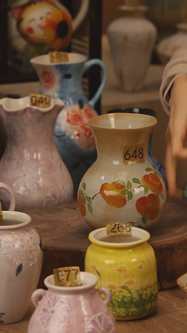 陶瓷景德镇设计师手作花器摆件侘寂风@M648@