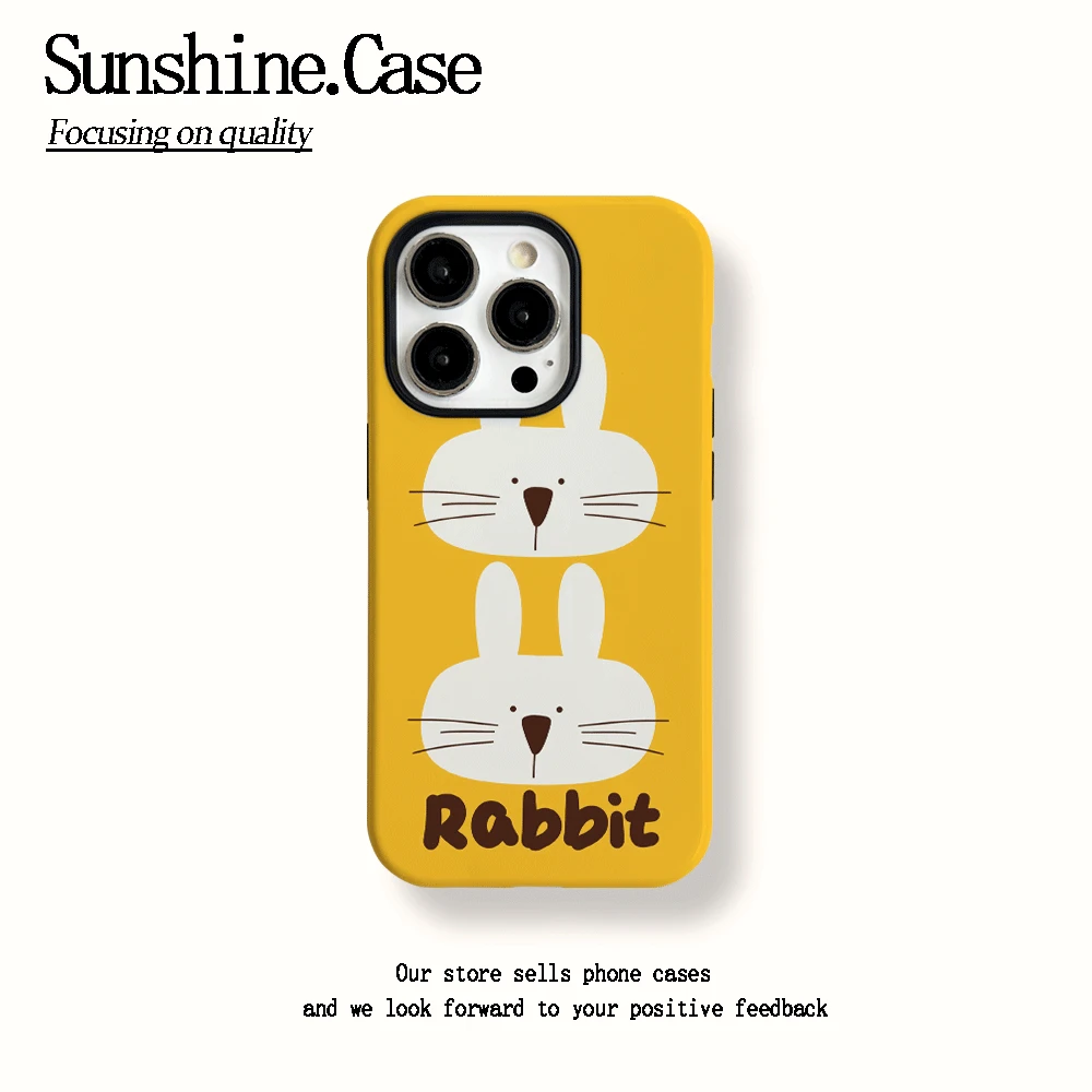 菲林二合一适用苹果华为vivo小米oppo手机壳两个兔子16PRO/15