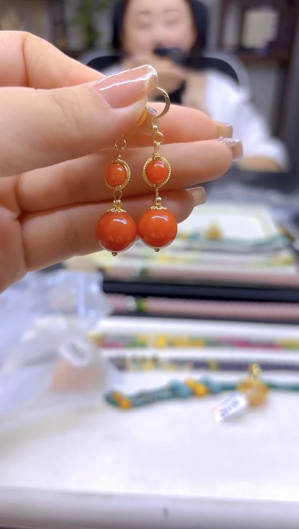 翡翠14K金镶嵌耳饰DIY款E828