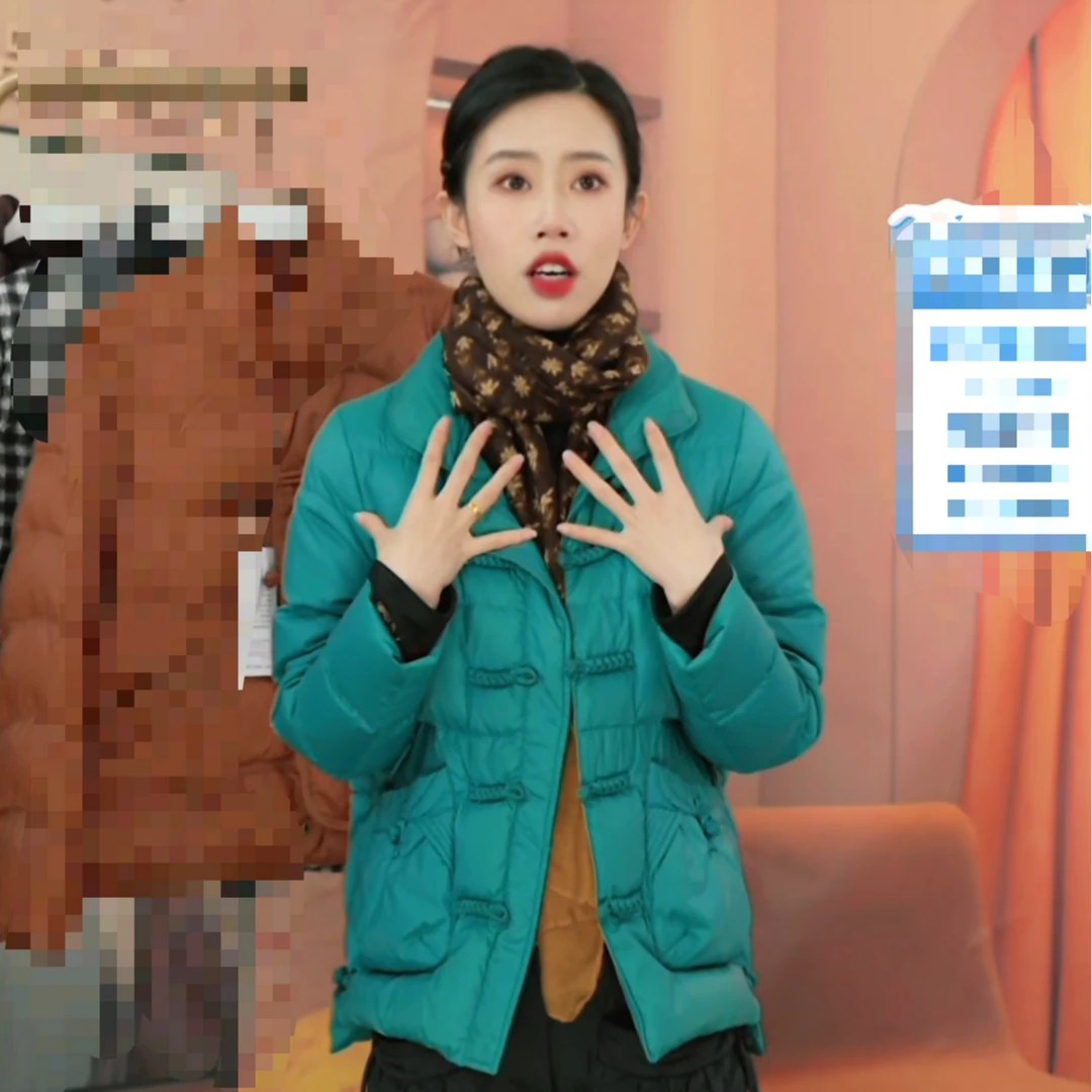 2025新款鹅绒 立领纯色单排扣女款绿色户外蓝色羽绒服