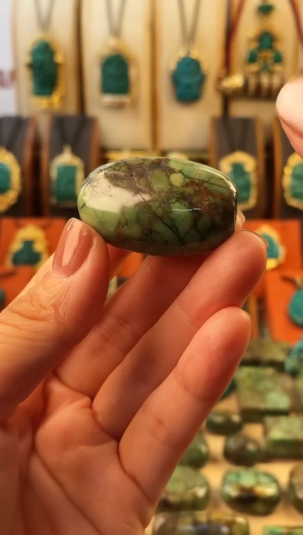 未镶嵌绿松石.网花单颗 37*24mm 26g