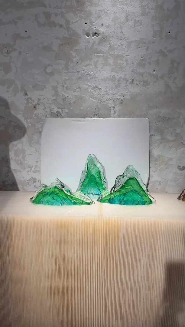 摆件璨石美学翡翠山一组艺术摆件
