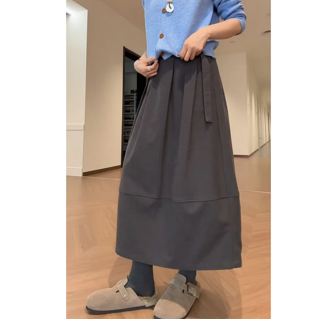JIUJIU【温柔海岸】时尚百搭气质休闲慵懒风秋季中长款半身裙女