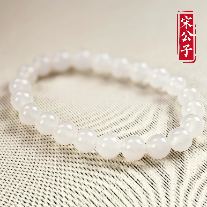 月光珠|镯心料高冰种天然玉髓玛瑙手串8mm