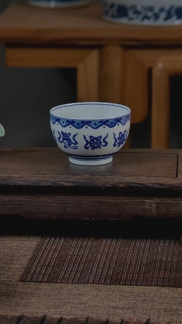 折葵非器手工手绘莲托八宝禅定杯