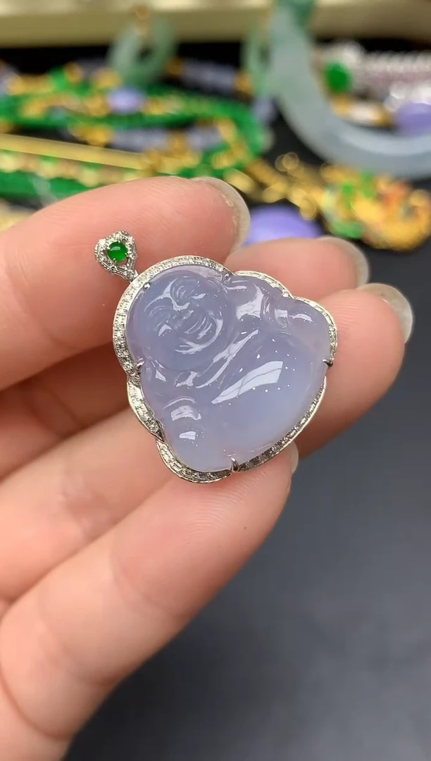颈饰18K金镶嵌翡翠292-雪姐翡翠天天见