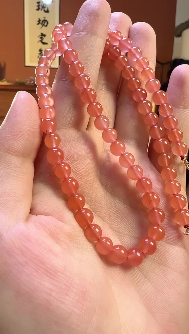 南红玛瑙未镶嵌颈饰樱桃红6mm