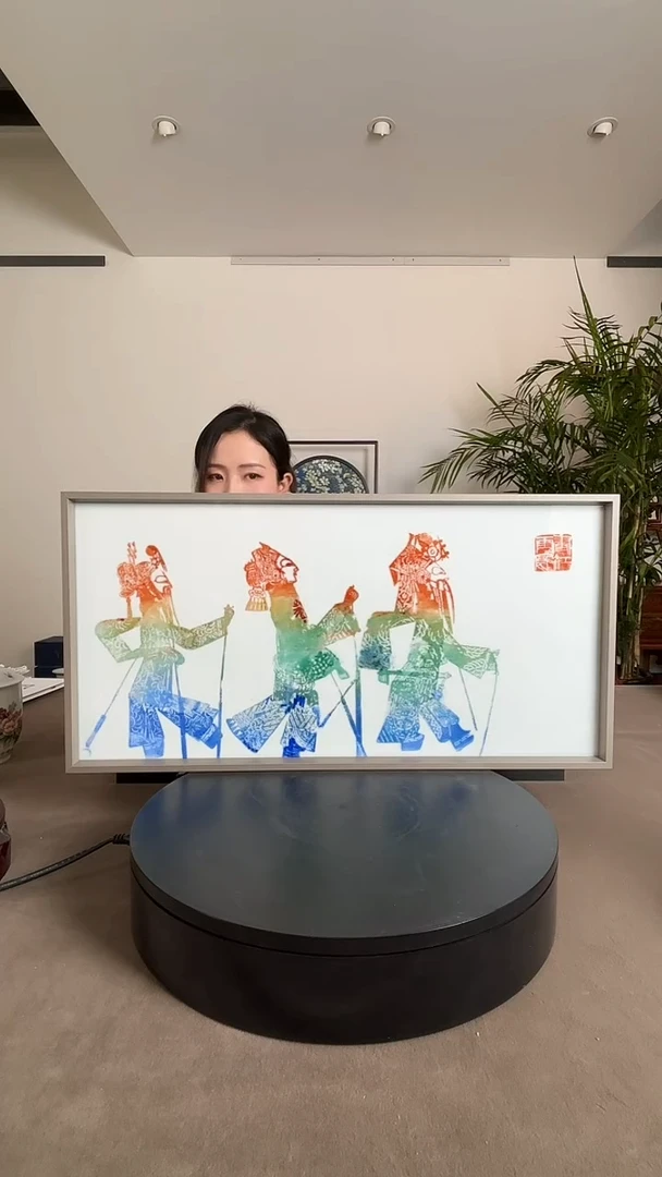 瓷版画陶瓷干泡台《皮影》瓷板画