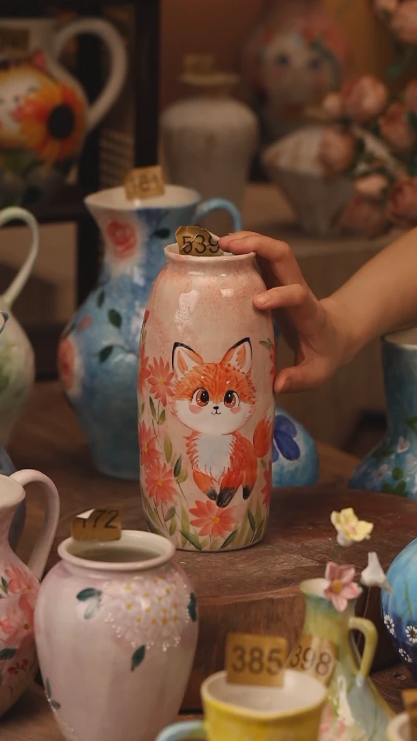 陶瓷53景德镇设计师手作花器摆件侘寂风