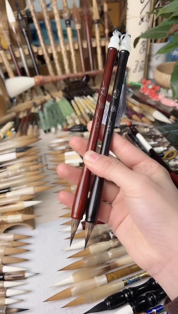 【清水试笔，拒绝蘸墨】墨琳笔庄毛笔2支玉石葫芦