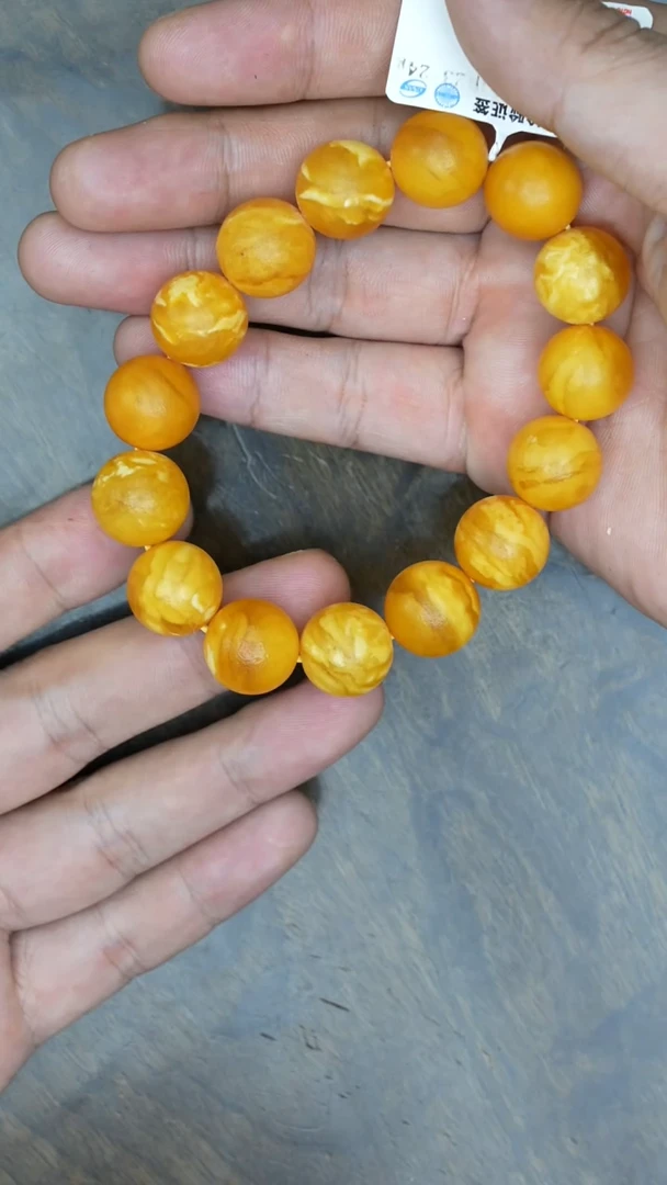 【闪购商品】琥珀裸石未镶嵌老蜡橘皮手串