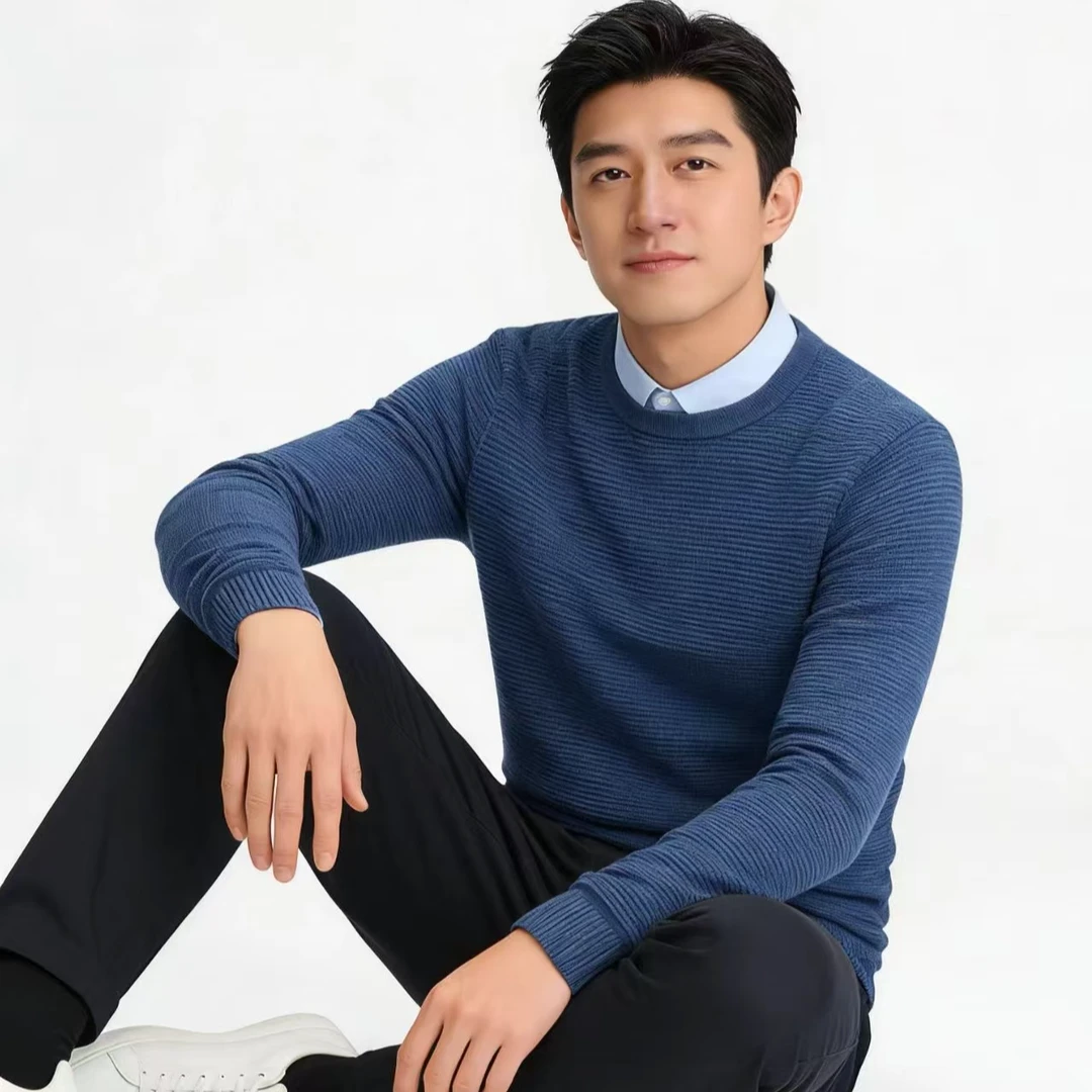 羊毛混纺双领针织衫假两件4E147