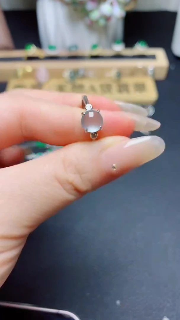 翡翠戒指银S925镶嵌 天然翡翠A货s925银镶