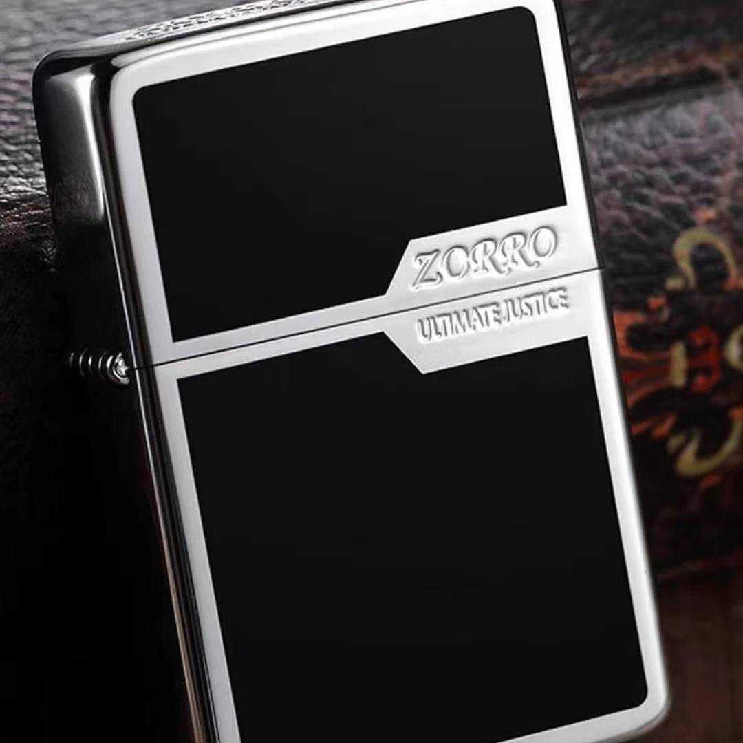 ZORRO银 佐罗煤油打火机佐罗商务色块亮铬男士礼品送礼防风打火机