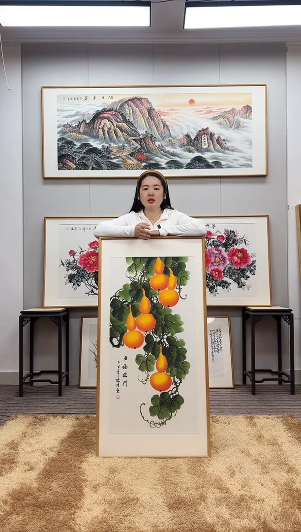 国画手绘葫芦122*62尺寸