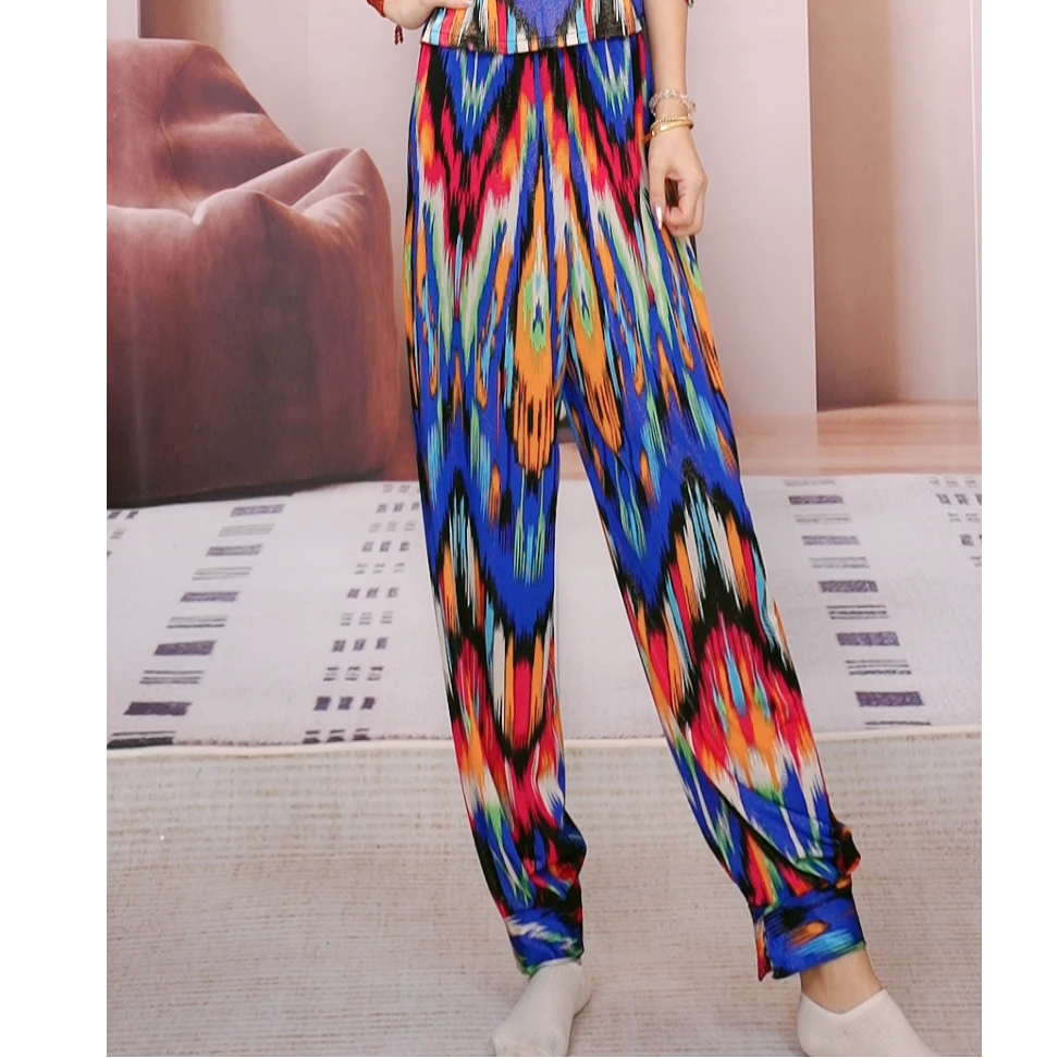 艾德莱斯民族风长裤打底裤新疆舞广场舞练功裤弹力大