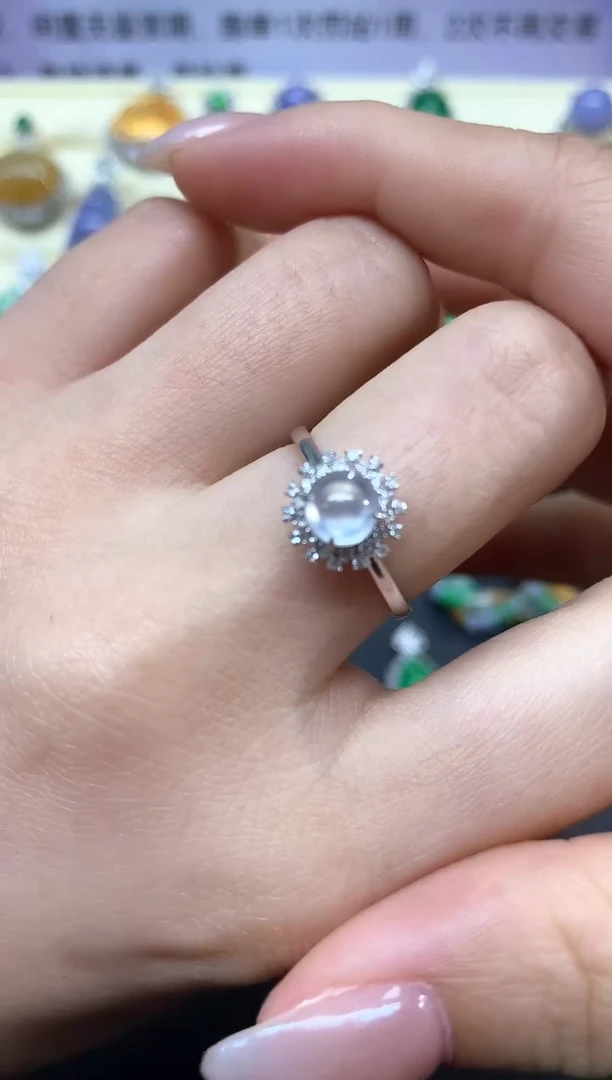 【闪购商品】翡翠戒指18K金镶嵌戒指|3550+355