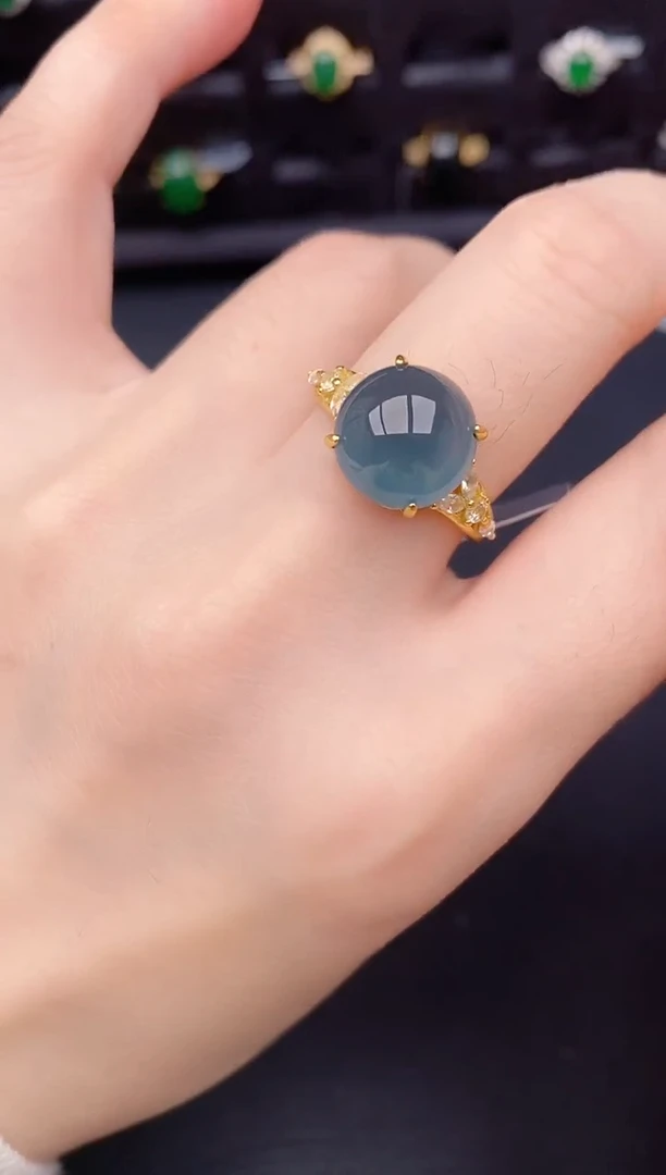 银S925镶嵌戒指翡翠天然a货翡翠168