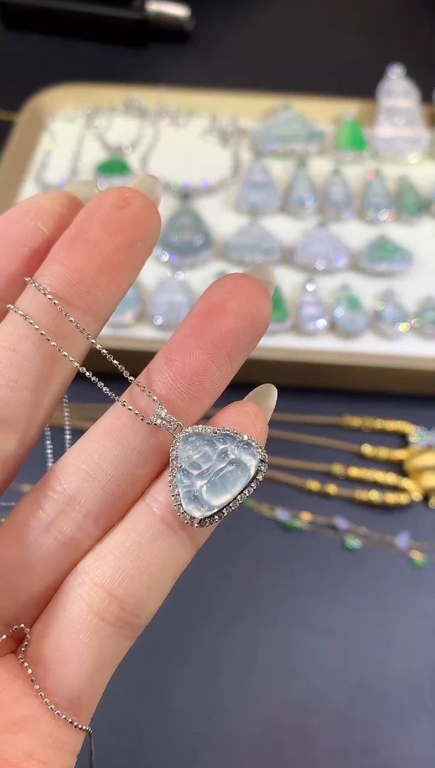 吊坠(不含链)银S925镶嵌翡翠1-佛公（多样性发货一件不含链和扣