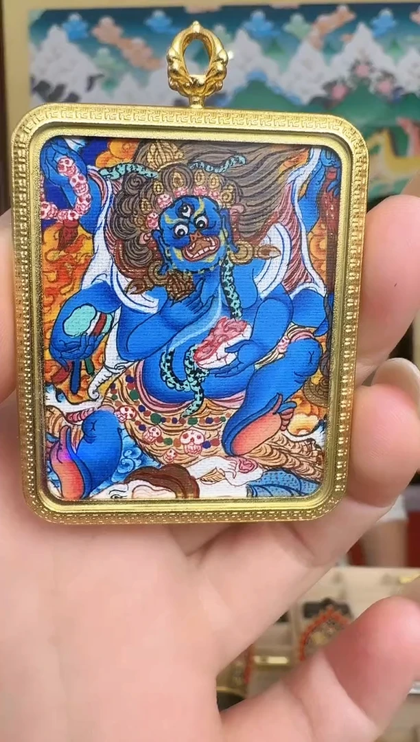 吊坠大黑-热贡纯手绘周毛