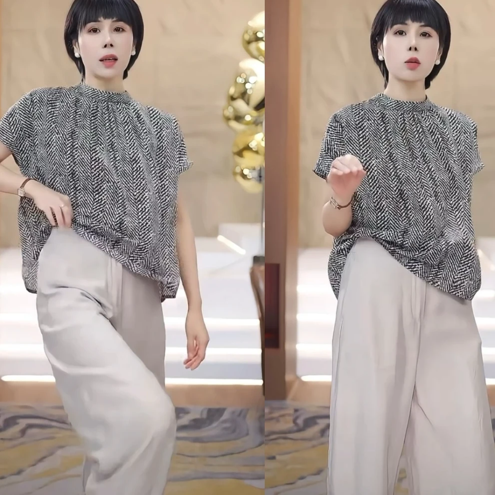 2025夏季新款韩版宽松显瘦飞飞袖气质上衣复古时尚立体裁剪半袖