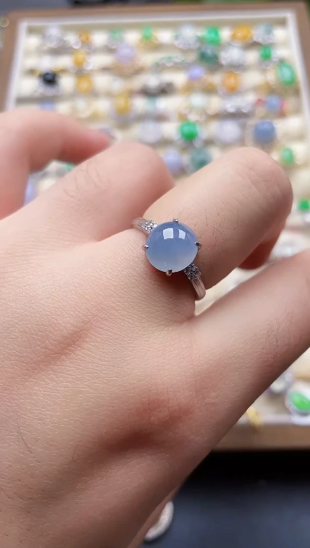 银S925镶嵌戒指翡翠5