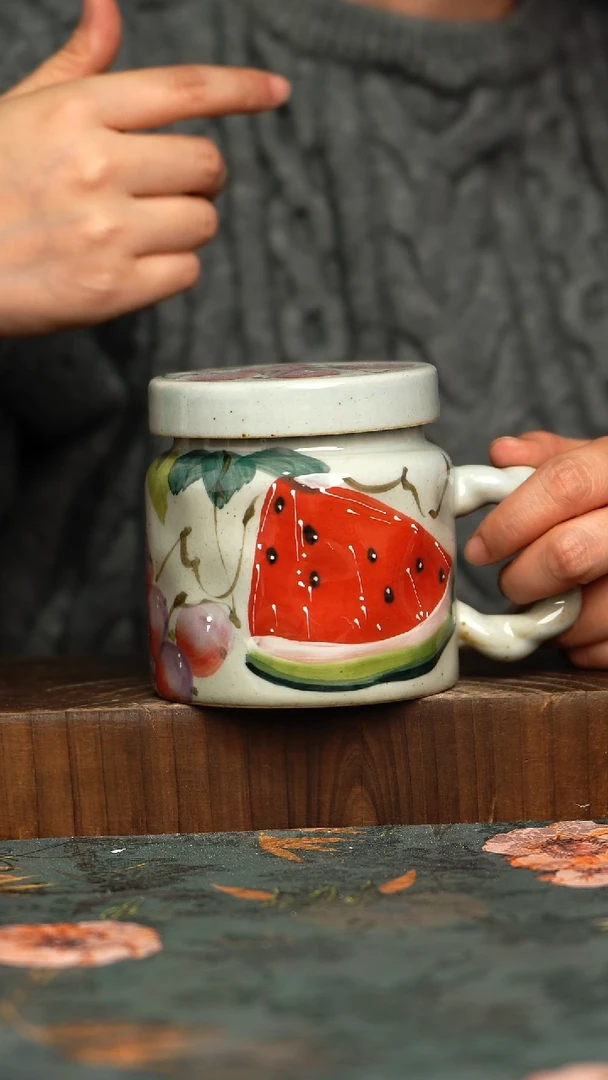 杯釉下彩手工手绘同款陶器