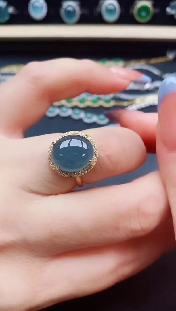 翡翠戒指银S925镶嵌321312