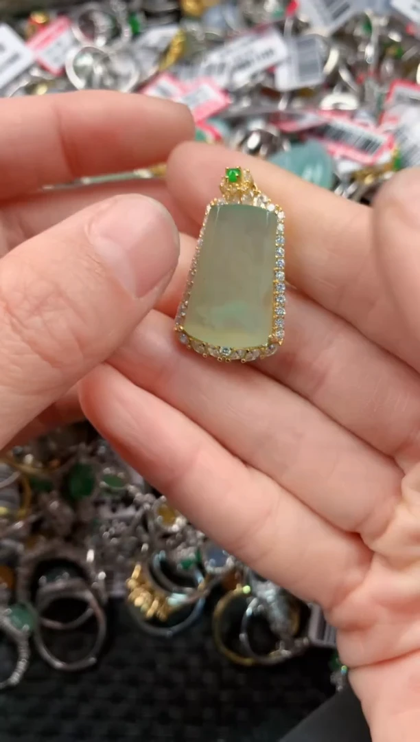 银S925镶嵌戒指翡翠1        9