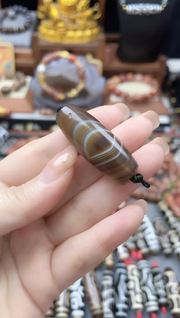 未镶嵌珠珠玛瑙/玉髓天然缠丝单珠