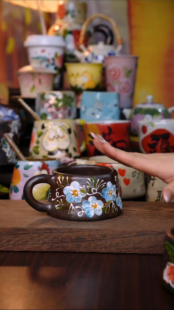 杯子陶泥垚手作 景德镇手工手绘陶瓷器物
