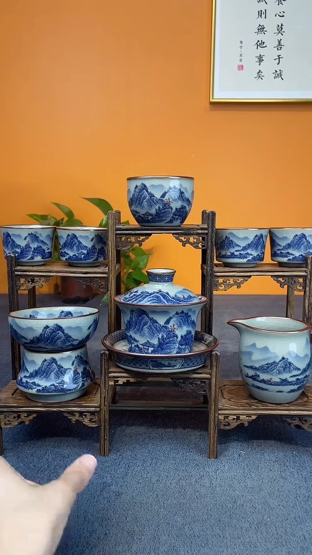 陶瓷景德镇釉下青花八件套