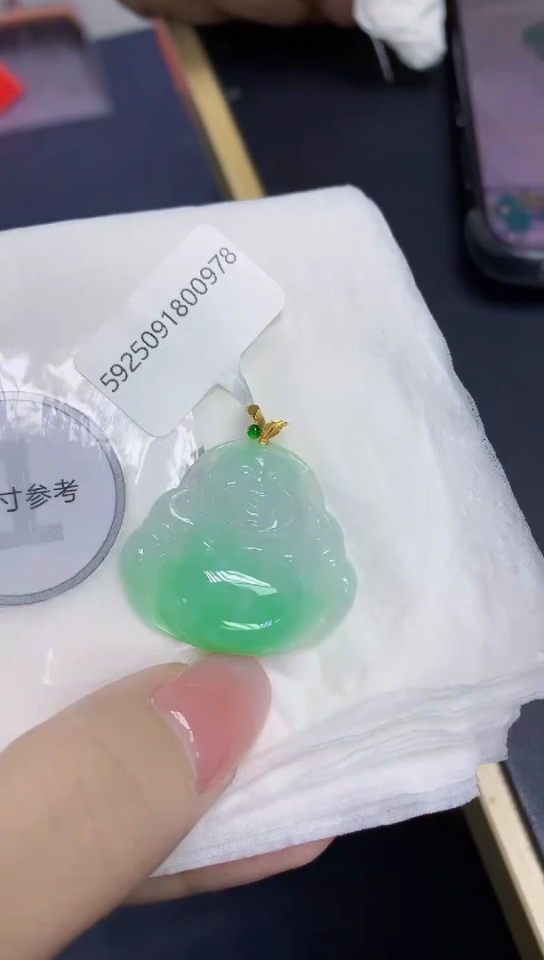 颈饰18K金镶嵌翡翠天然缅甸翡翠A货多样性发一件