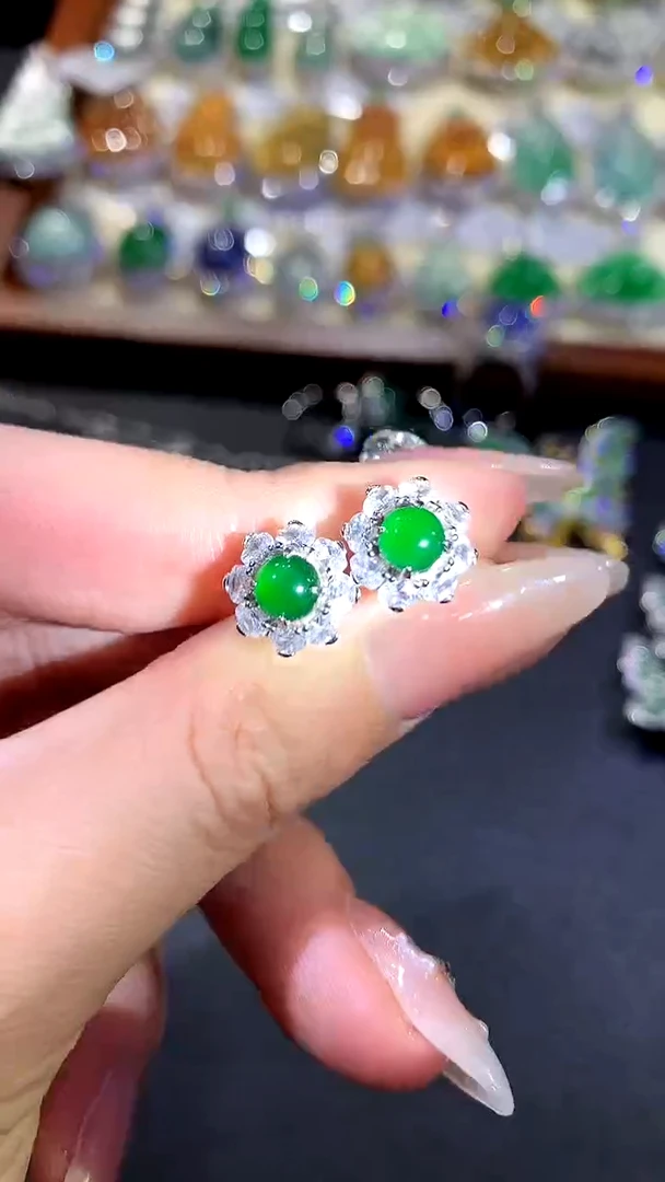 【闪购商品】翡翠耳饰银S925镶嵌241-耳饰（多样性发货一件