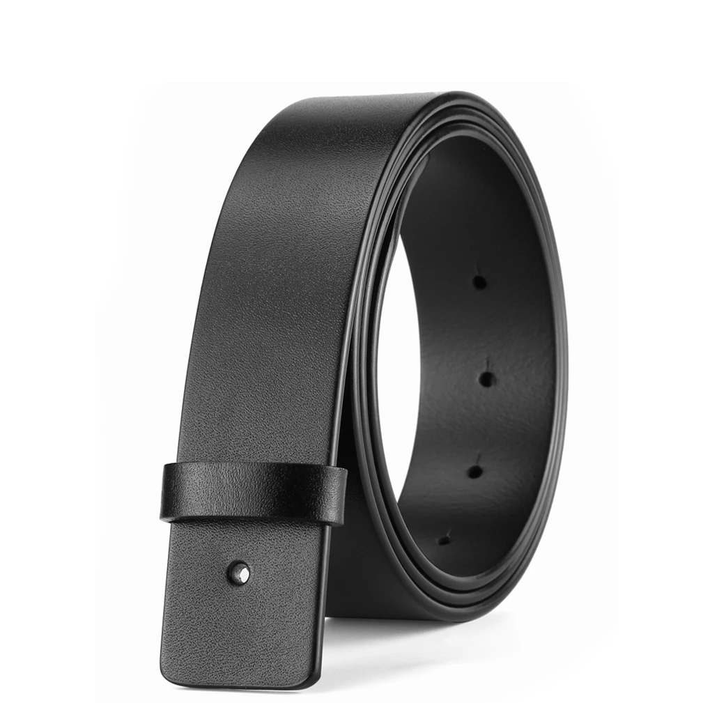 无头皮带不带头3.4平滑扣男真皮腰带条3.8针扣裤带