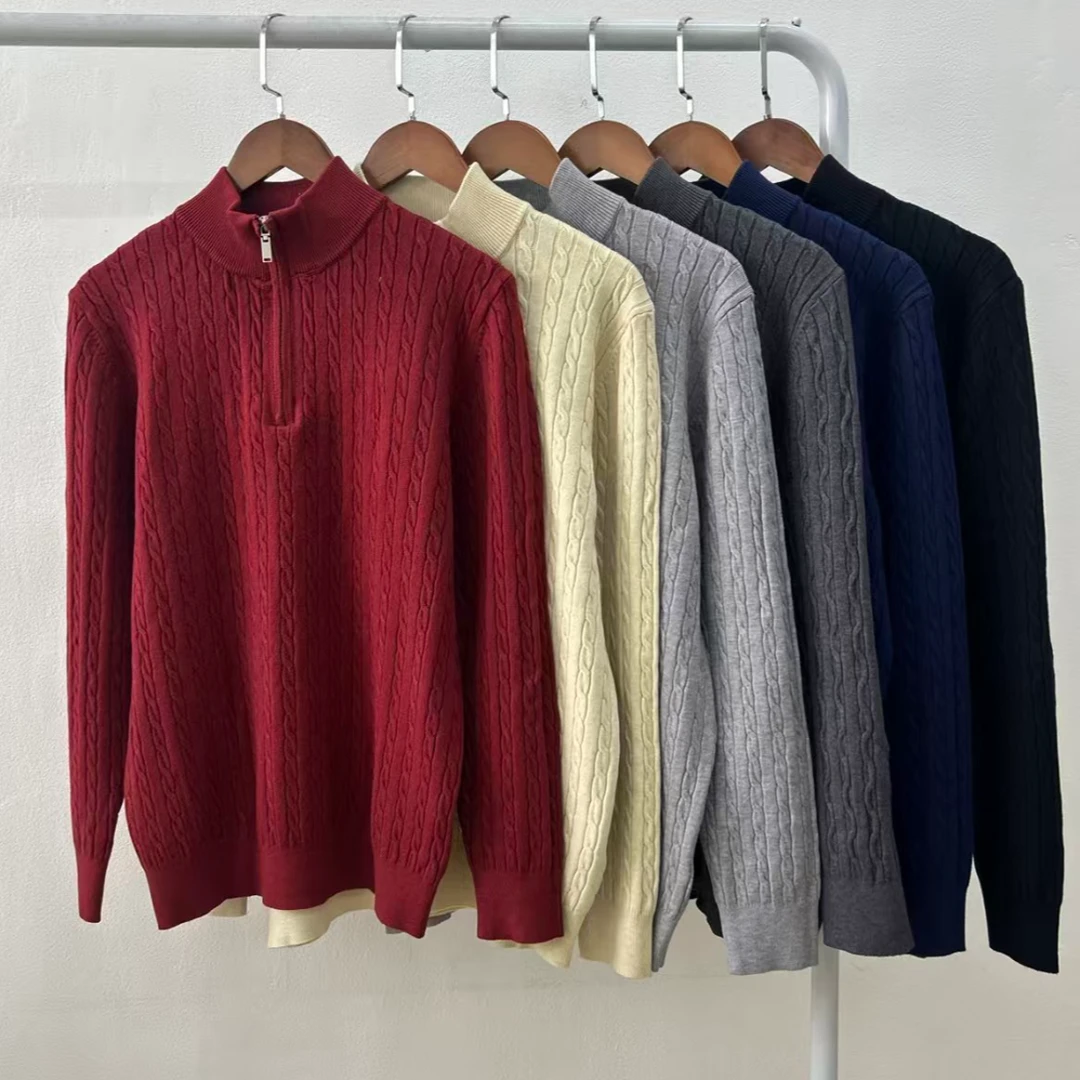 拉F半拉链立领麻花打底衫