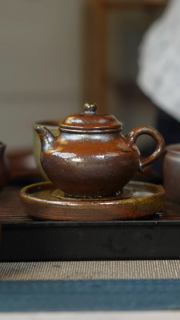 茶壶紫砂柴烧紫砂壶天青秋水