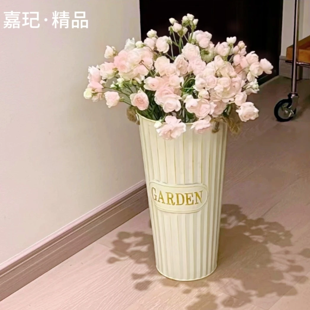 嘉玘【新升级】北欧风家用爆款醒花桶花店专用鲜花桶装饰铁桶大花筒