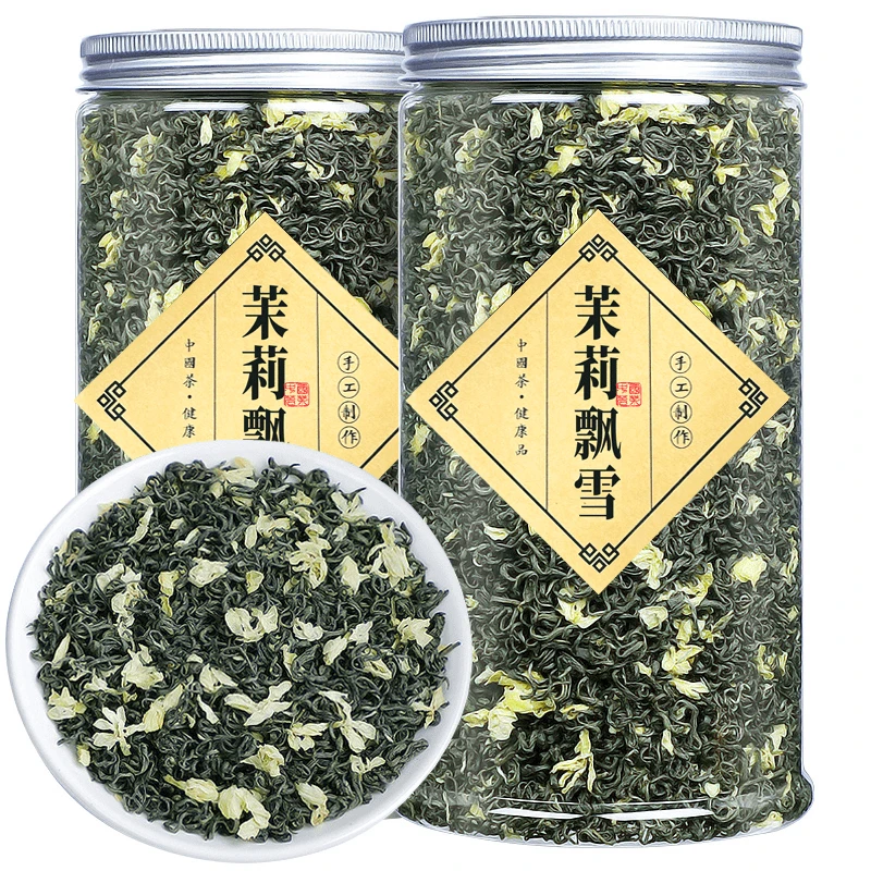 尤米茉莉花茶飘雪传统炒花毛峰毛尖浓香型花草茶叶罐装手工