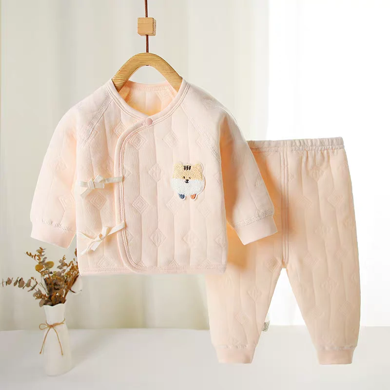 【拍两套送胎帽】新生儿纯棉保暖衣套装秋冬长袖棉服0-3月宝宝夹棉